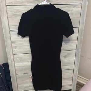 Black Short Sleeve Dress w/ high neck